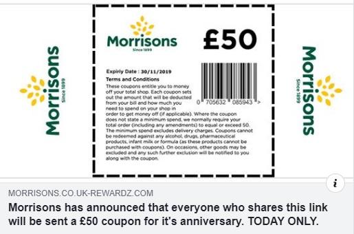Scam of the week: Warning over Morrisons £50 Free Voucher Scam
