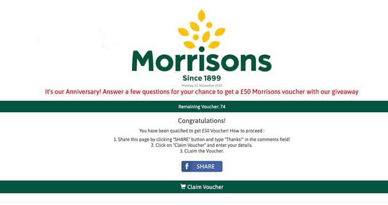 Scam of the week: Warning over Morrisons £50 Free Voucher Scam