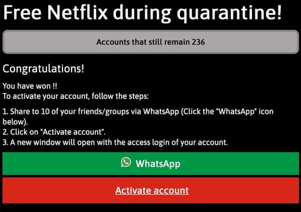 Fake activation page