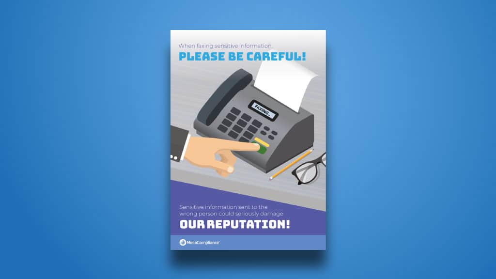 Don’t fax sensitive information poster Affiche sécurité informatique : N'envoyez pas d'informations sensibles par fax