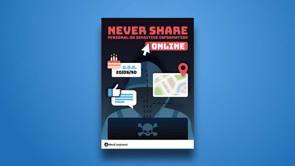 Never Share Personal Information Online Poster Affiche cybersécurité : Ne jamais partager d'informations personnelles en ligne