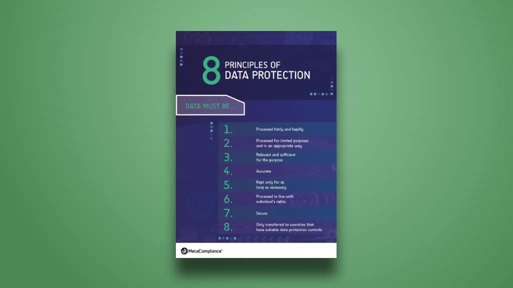 8 principi di protezione dei dati poster