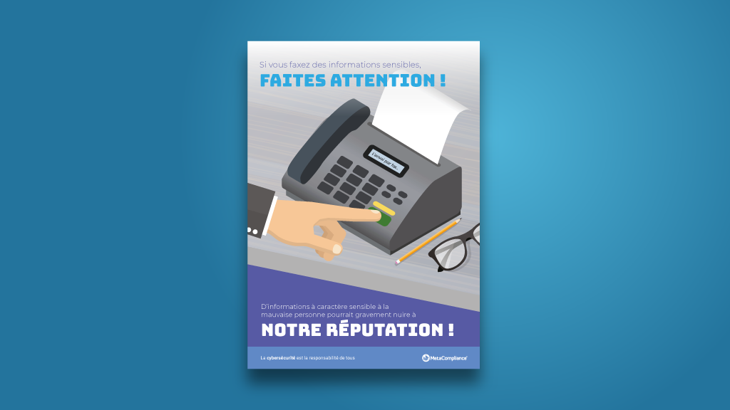 Affiche de sensibilisation cybersécurité – Faxer des informations sensibles Affiche de sensibilisation cybersécurité - Faxer des informations sensibles