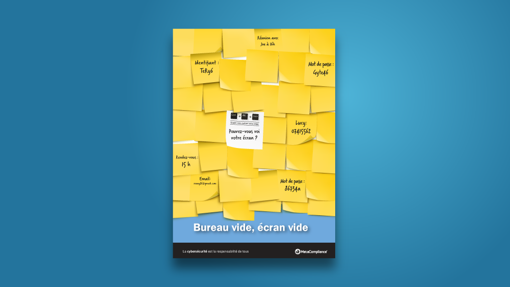 Affiche de sensibilisation – Améliorer la cybersécurité au travail avec un bureau dégagé Affiche de sensibilisation - Améliorer la cybersécurité au travail avec un bureau dégagé