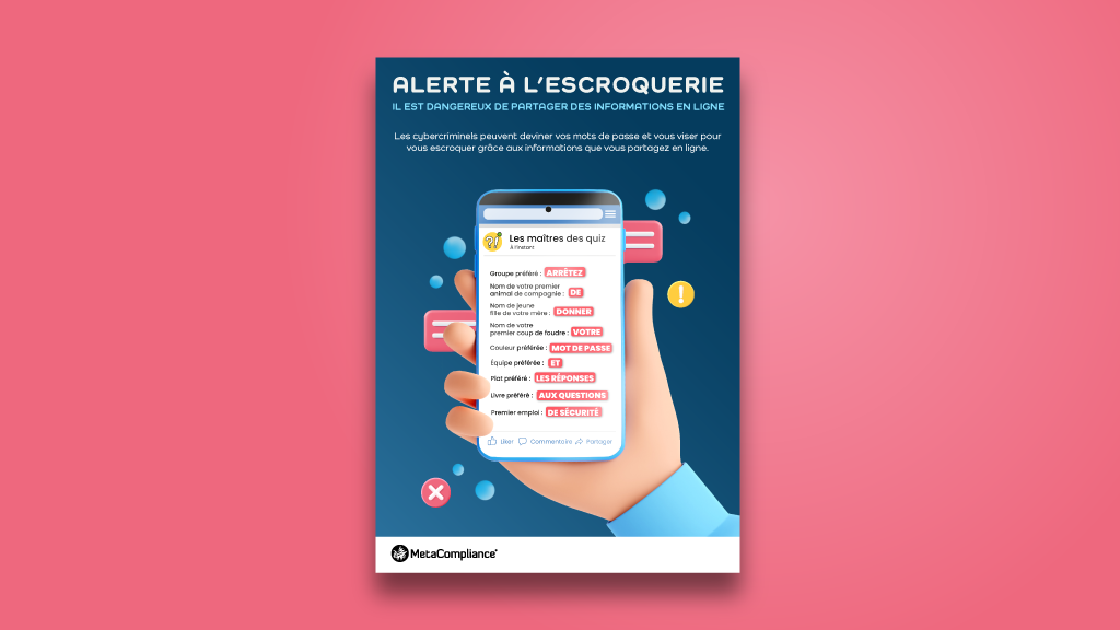 Affiche cybersécurité au travail – Alerte à l’escroquerie Affiche cybersécurité au travail - Alerte à l’escroquerie
