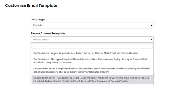 Uncompliant email